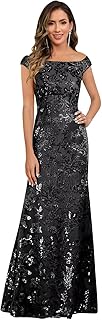 Lvminweaz Mermaid Mother of The Bride Dresses for 女士 Off The Shoulder Sequin Formal Evening Party Dress