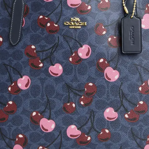 COACH City Coated Canvas Tote Bag, Shopping Bag, Shoulder Bag Large Size 女士's Denim Blue CY691-IMDEI