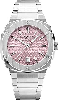Alpina Unisex 石英 Alpiner 手錶, Silver-Tone 不鏽鋼 錶帶 Pink Dial Style: AL-220PI2AE6B