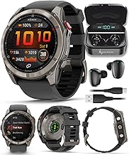 Wearable4U - Garmin Fenix 8 Pro 51 公釐 AMOLED 藍寶石高級連接多項運動 GPS 智慧型手錶,inReach 技術,鈦合金附石墨矽膠錶帶,附黑色耳塞組