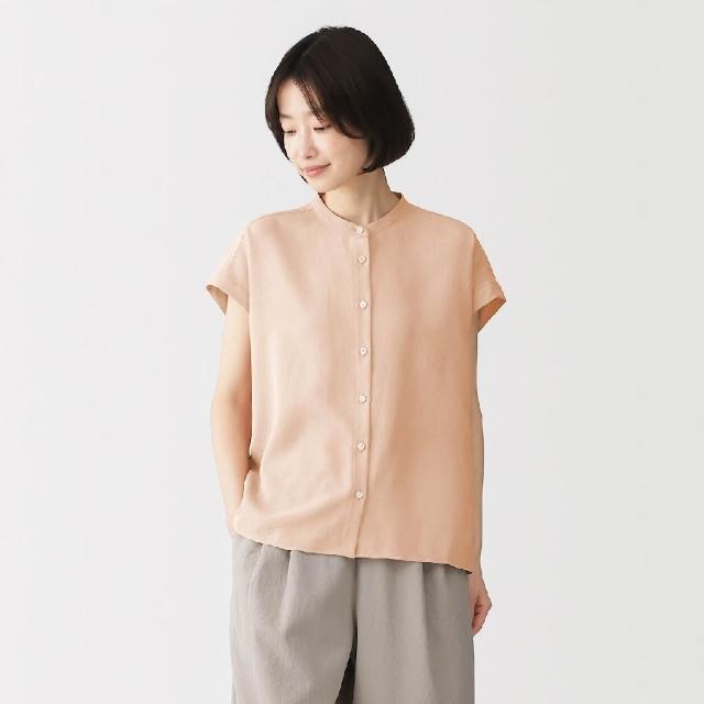 滿 享 折 【 M U J I 無 印 良 品 】 女 透 氣 法 式 袖 套 衫 ( 柔 白 / 黑 色 / 淺 橘 / 灰 色 )